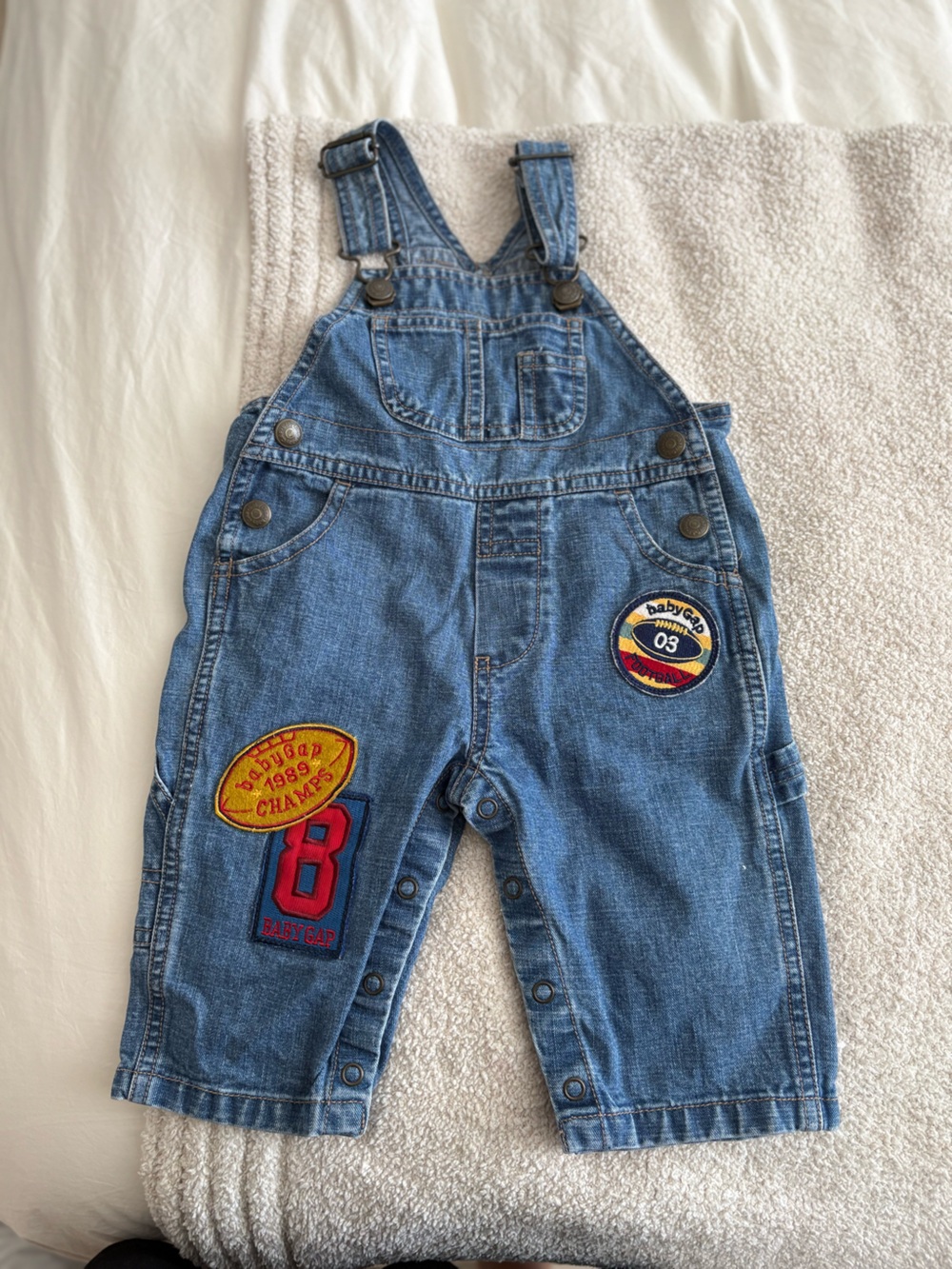 Vintage GAP Denim Overalls with Red & Yellow Patches